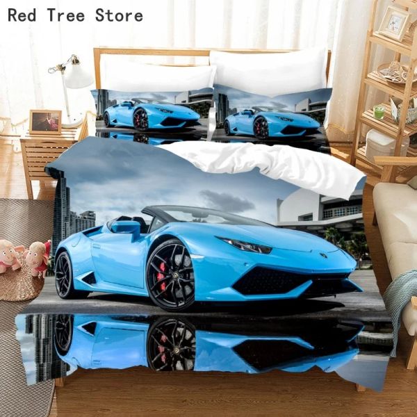 Sets Home Textile Car 3D Bettwäsche Set Bettwäsche cooler Sportwagen Bettdecke Kissenbezug wie Kopf Kinder Jungen Erwachsene 140*210 cm Bettwäsche