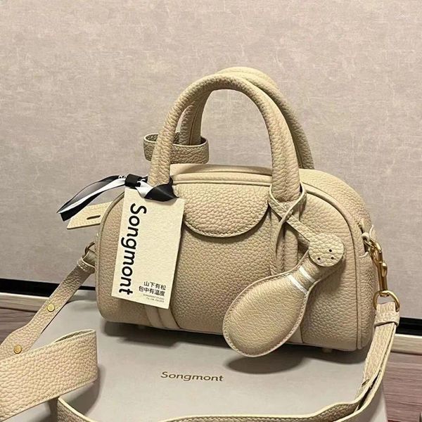 Umhängetaschen 2024 Songmont Bowling Kopfschicht Cowide Kissenbeutel Handheld One Crossbody Mode vielseitige Boston Frauen