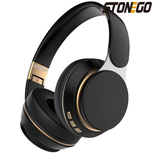 Aksesuarlar Stonego Stereo Bluetooth Kulaklıklar Katlanabilir Kablosuz Kulaklık Hifi Derin Bas Ses HD Mikrofon PU Deri Kulaklıklar