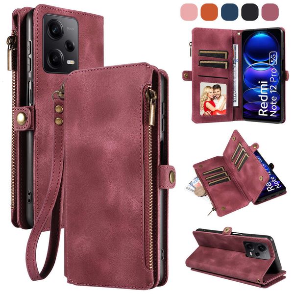 Custodia per telefono in pelle con cerniera per Note13 Pro e Redmi 13C Xiaomi 13T Wallet Case