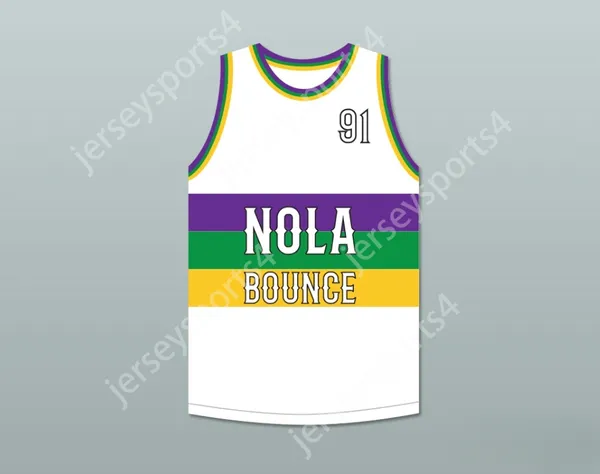 Custom Nome Nome Nome Mens Youth/Kids DJ Jubilee 91 Nola Bounce White Basketball Jersey Top Top S-6XL S-6XL