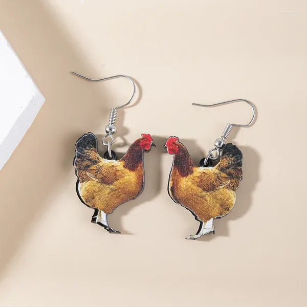 Orecchini a pennaglie 1pair simulato Mini Hen Hen Yak Cartoon Animal Acrilic Drop Women's Gioielli Regalo all'ingrosso