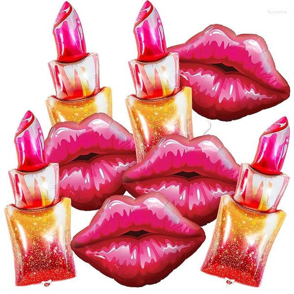 Party -Dekoration 8pcs Riese Red Lippenstift Ballon Set Make -up -Luftballons für Geburtstag Mädchen Galentines Day Decors Spa Brautdekoration