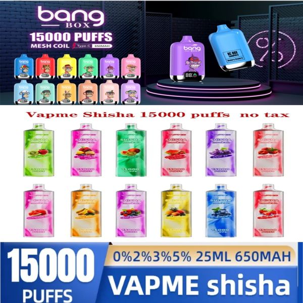 En yeni 24 lezzet vaper vapme shisha nargile puf 15k puf 15k puf 15000 dtl 15000 puflar tek kullanımlık vape cihaz kalem pod 25ml önceden doldurulmuş 650mAh Pil 1 gün içinde stok gemisinde