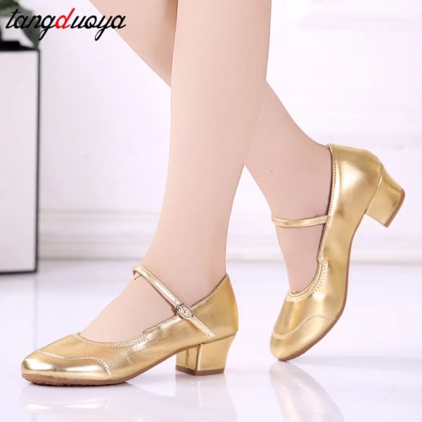 Stiefel Latin Dance Schuhe Gold Silber Salsa Tango Tanzschuhe Square Heels 4cm Mädchen Frauen Übung Ballsaal Tanzschuhe