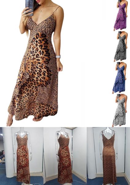 Neue Frauen-Spaghetti-Gurt Leopardenmuster Schmetterlingsdruckkleid modische und komfortable ärmellose Kleid V-Ausschnitt zum Schichten