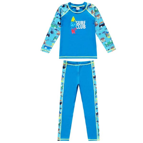 Kinder Langarm Badeanzug Kinder Blue Autos Badebekleidung zwei Stücke Sportstil Badeanzug UPF 50 Beachwear 240416