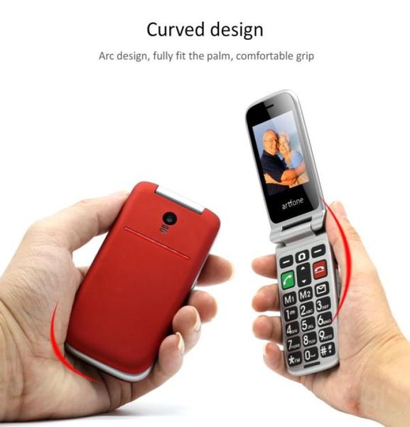 CF241A Big Button Telefono cellulare per anziani Senior Flip Mobile Phone SOS Phone SOS con ricarica Dockred1267759