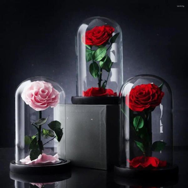 Декоративные цветы нежная вечная роза в стеклянном куполе. Слажего подарка на день рождения легкий