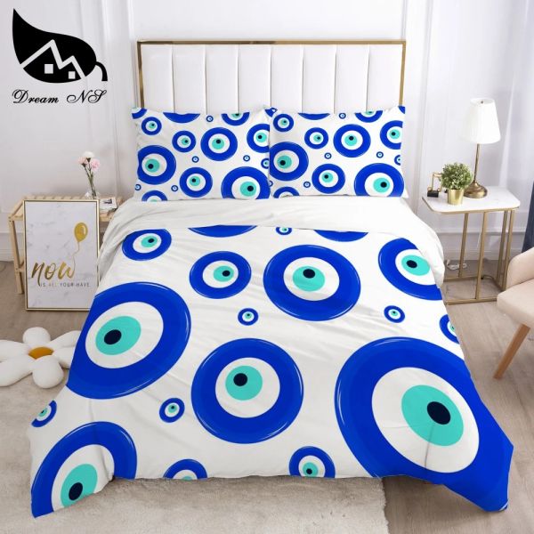 Conjunto de conjuntos NS 3D Luxury Bedding Set Custom/King/Europe/EUA, Conjunto de capa de edredão, conjunto de coberturas/cobertores, cama de cama Mal Eye, Drop Ship