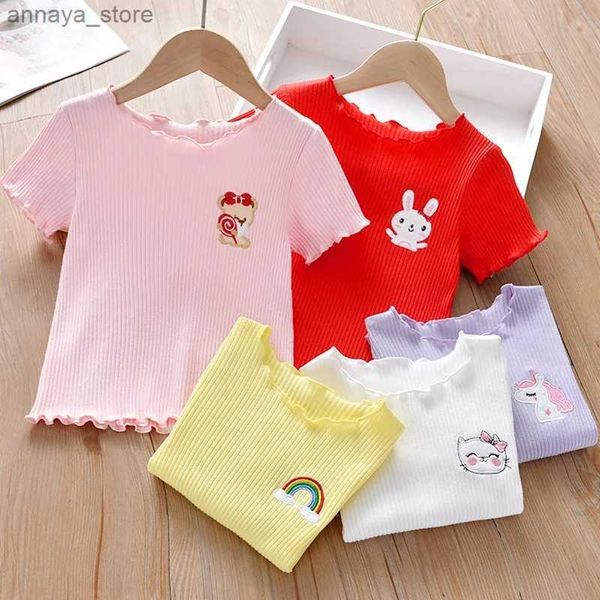 T-Shirts Çocuklar Kız Tişört Yaz Bebek Yumuşak Üstler Toddler Tees Giyim Çocuk Giyim Karikatür Hayvan Hayvan Tişörtleri Kısa Kolel2404