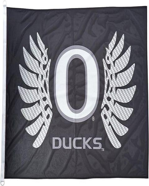 Oregon Ducks Wings Flag preto 3x5ft 150x90cm Impressão 100D Polyester Indoor Decoração de decoração externa com ilhós de bronze shipp202k3445641