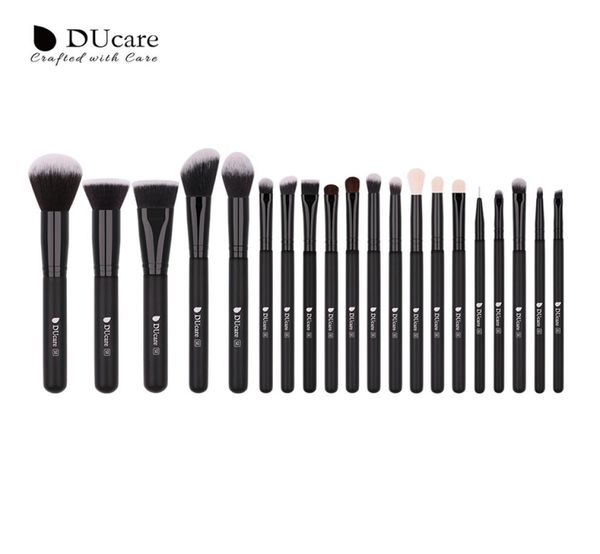 Ducare 20pcs Professional Make Up щетки с 1 шт. Щетка чистая коробка для макияжа установите натуральные козьи волосы косметики щетки Set8829873745471