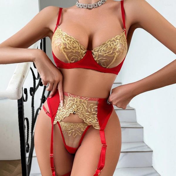 Bras Set 2024 Lingerie Sexy Women ricamato intimate in maglie di mesh erotica mutandine bianche