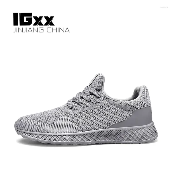 Lässige Schuhe igxx Männer vulkanisieren große Sneaker atmungsaktiven No-Slip für männliche Luftgitter Schnüre-up-Kee-resistente Tenis