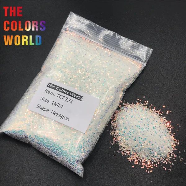 Glitter tcr721 densa bianca iridescente arcobaleno unghie esagonali per leraggi glitter art art decorazione glitter ocula