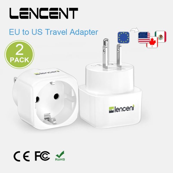 Adaptörler Lencent 2 PCS AB Bize Seyahat Adaptörü Aşırı Yük Koruma Duvarı Şarj Cihazı İspanyolca 2pin Avrupa'ya Seyahat /Ev için ABD
