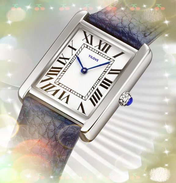 Первая звезда выбор классический 28-мм размер часы для женщин Quartz Automatic Date Clock Черно-синяя коричневая корова кожаная леди-танк-маст-дизайна двух конструктивных цепочек часы для цепочки