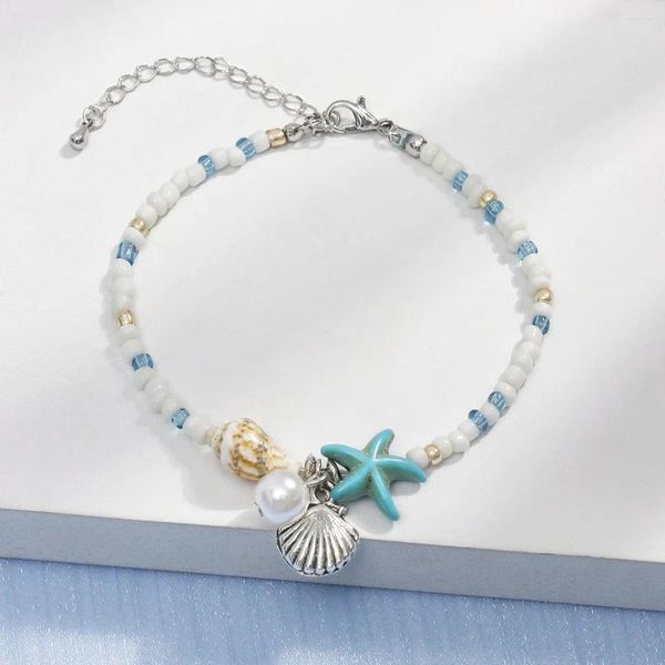 Braccialetti Charm Classic Boho Blue Starfish Bracciale in perline per donne Summer Shell Candant Regolable Friendship Jewelry