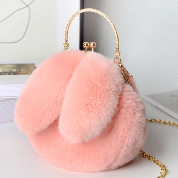 Bolsas de crossbody de coelho de pelúcia fofas para mulheres Bolsas de Bolsas e Bolsas de VERSÃO COREIRA MENINAS EAR 240423