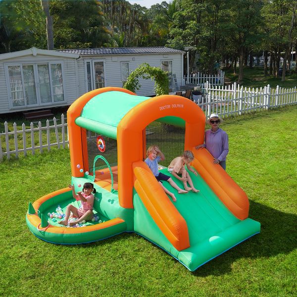 Mini Jumping Castle aufblasbares Bounce House Indoor Toys Fun Outdoor Jumping Jumper Kids Party Entertainment Bouncer Slide Combo Hinterhof Yard Game Playhouse