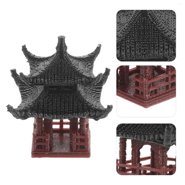 Decorações de jardim Mini Pagoda estátua Decoração de fadas pavilhão hexagon ambientes exóticos asiáticos vaso de flores de aquário