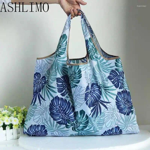 Sacolas de compras tamanho grande nylon grosso grande bolsa de poliéster reutilizável ombro portátil Bolsas femininas Bolsa dobrável Bolsa dobrável