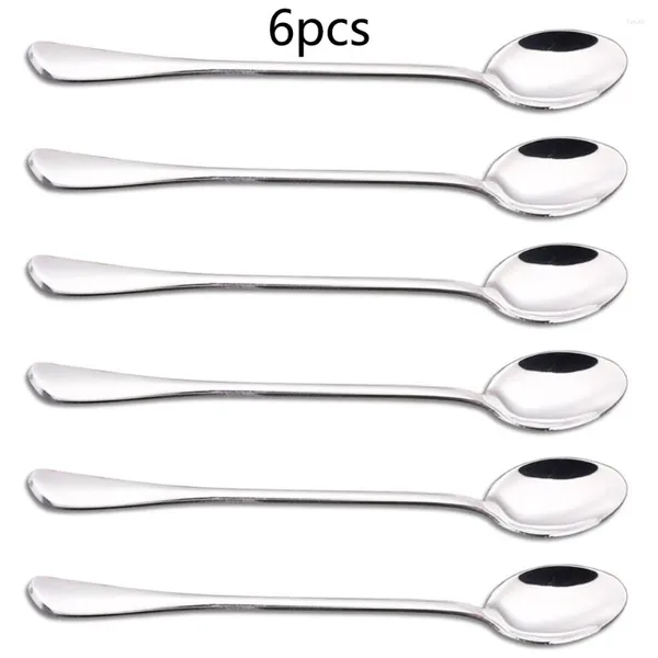 Colheres de café 6pcs aço inoxidável colher de aço doméstico chá de chá de batedor de bateria sobremesas de sopa de cozinha multifuncional 19.5 2,8cm