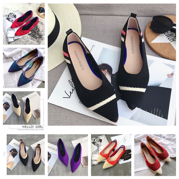 2024 Sapatos novos de vestido Balé preto vermelho macio malha designer feminino letra de couro formal plataforma moda moda sapato de barco ladys preguiçosos