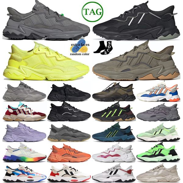 ozweego istruttori grigio verde solare nero argento metallizzato metallico congelato a cinque gomma a cinque gomma carico pallido nudo gesso perle bea felicità muntatina di San Valentino pusha t scarpe da corsa