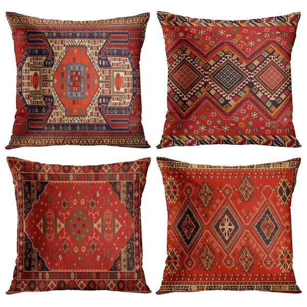 Красный корпус красный марокканский этнический стиль короткий плюшевый чехол для дивана подушка для дома может быть настроена для вас 40x40 50x50 60x60 T240422
