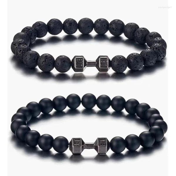 Bracelets de charme Pulseira de miçanga de pedra natural para homens para homens clássicos de jóias de jóias de fitness de fitness de fitness de fitness clássicas