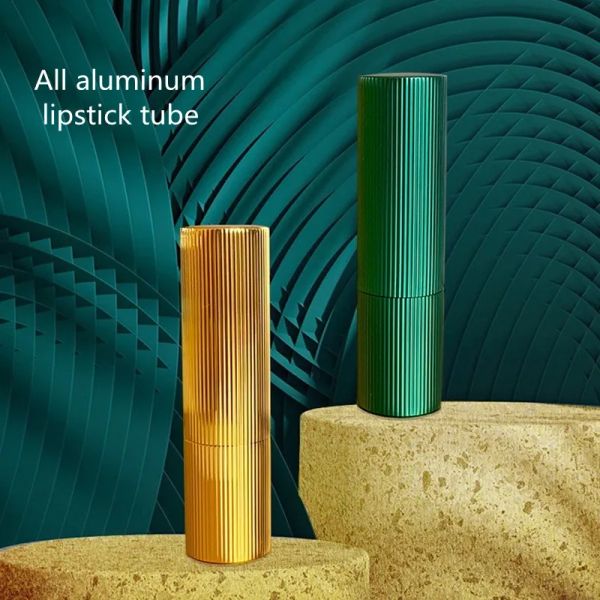 Flaschen Hochgrad leerer Lippenstiftrohr Alle Aluminium Lippenbalsam Behälter Lippenstiftschale Metallmaterial Make -up -Werkzeuge 12.1mm