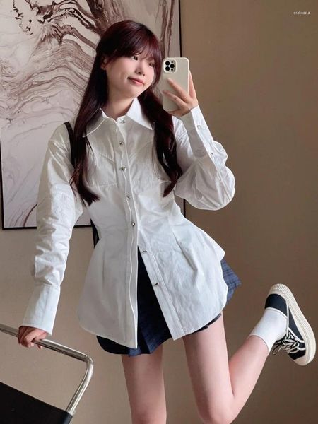 Frauenblusen Korean Fashion Love Button Shirt Kpop Chic Designer Kleidung Japanische Preppy Style White Fairy Grunge Streetwear Blusas
