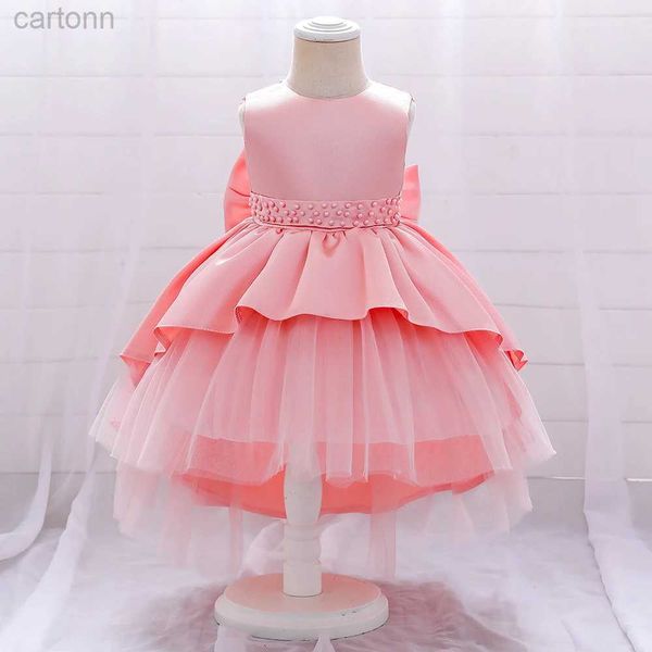 Abiti da ragazza Summer Bow Lace Baby Party Dress Abito per bambini 1 ° compleanno Chrometening Christmas Princess Abito da sera vestiti per bambini Vestitidos D240425