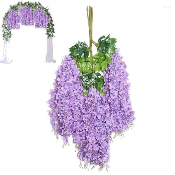 Flores decorativas Artificial roxo para decoração Flores silvestres Decoração da sala de sala de seda Flor