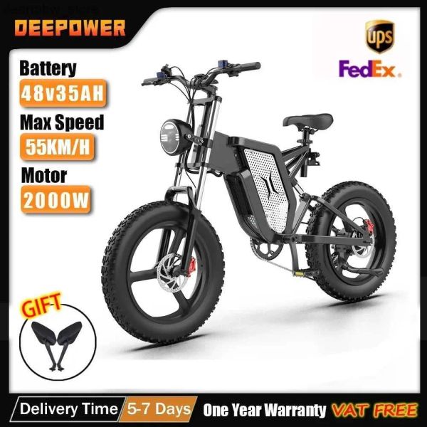 Bicicletas DeepOwer X20 Pro 2000W Bicicleta Ectric Adult 48V 30AH 20 polegadas Ebike dobrável Ectric E Bicycle Mountain Motorcycle Ebikes L48