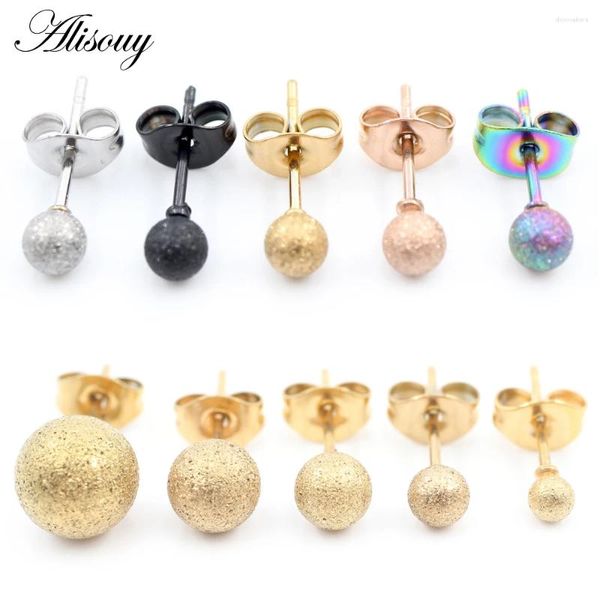 Brincos de garanhão Alisouy 2pcs 20g Aço inoxidável Scrub Screb Ball Matte Punk Ear Tragus Piercing Fake diminua para homens mulheres