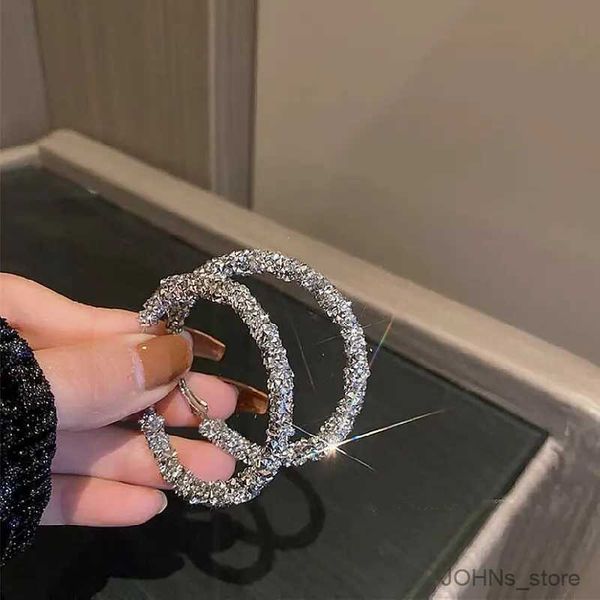 Studum neuer modischer schwarzer Strass -Reifen Ohrringe für Frauen elegante exquisite Kristall Big Round Temperament Ohrringe Schmuckgeschenke