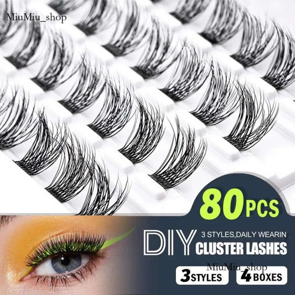 Falsche Wimpernfallhaut 80 Stcs DIY Eyelash Cluster Wimpern Individuelle Wimperncluster Wispen dicker russischer wiederverwendbares Volumen Mink -Bündel 231213 519