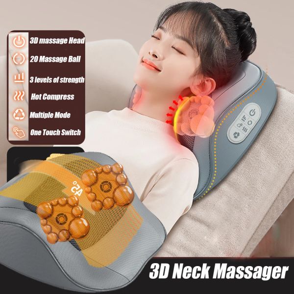 Cuscino 3D MASSAGGIO DEI MASSAGER SHIATSU RISCALDAMENTO MASSAGER CULLOW RASCITAZIONE DOLORE SOLLEGGIO CUFFICI