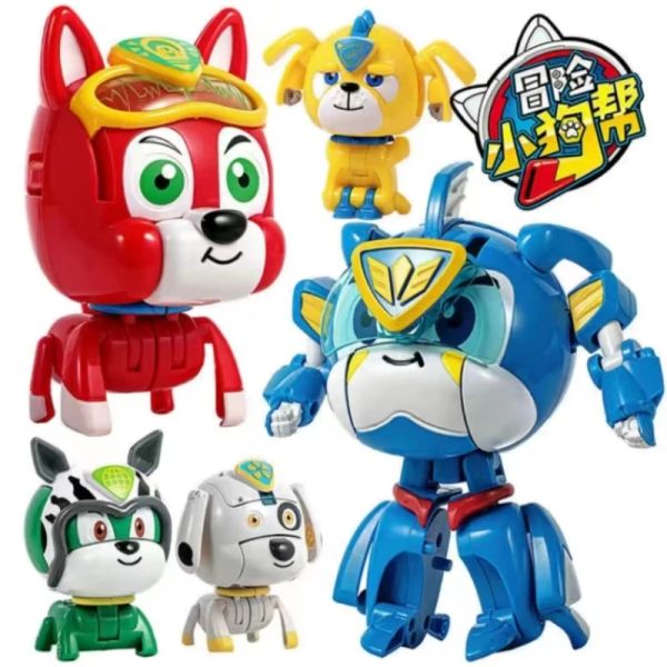 Toys Adventure Puppy Gang Anime Dog Deformação Robot Figuras