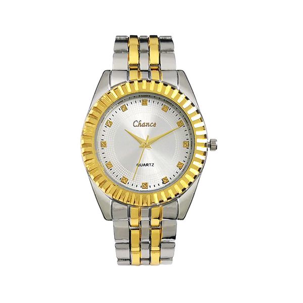 Hot Selling Couple Watches Watchate Fashion Room Gold Quartz Alloy Set Strip de aço Men e feminino Relógio