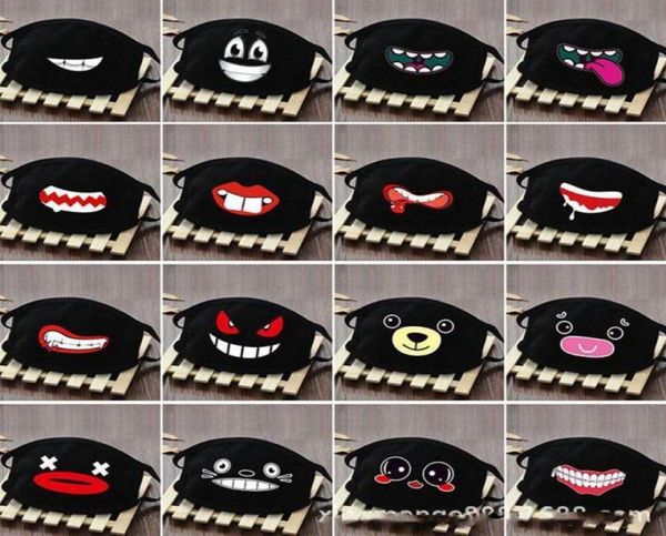 Stokta pamuk toz geçirmez ağız yüz maskesi anime karikatür şanslı dişli kadın erkekler muffle yüz ağız maskeleri siyah yaratıcı maskeler5426038