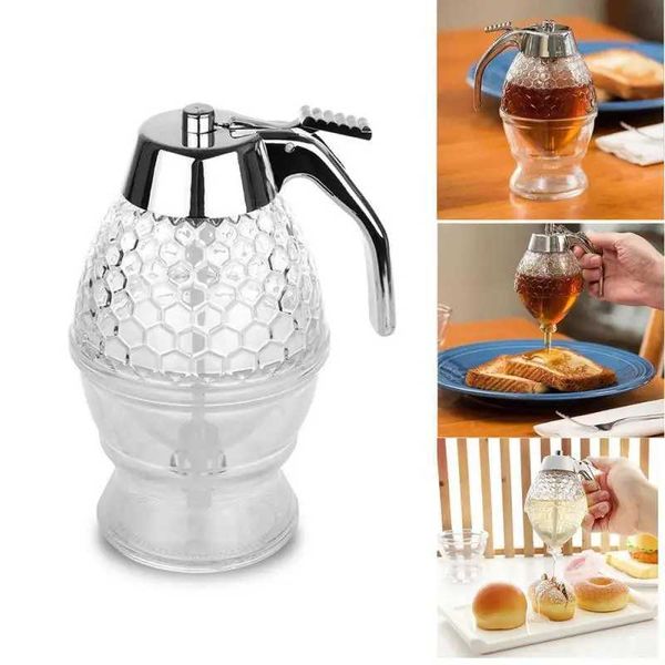 Aufbewahrung von Flaschen Gläser gepresst Flasche Honig Jar Behälter Bienen -Tropfen -Spender Wasserspeicherhalter Juice Tasse Küche Accessoire H240425