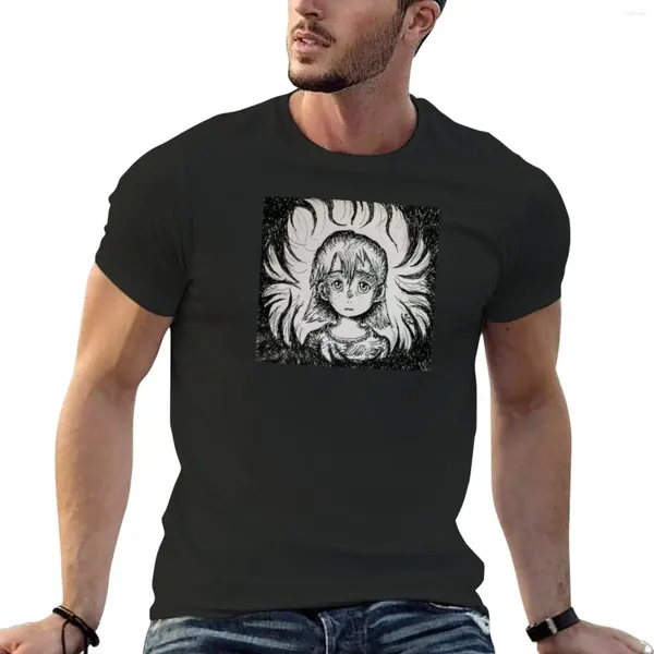 Herren Polos Angst Anime Girl T-Shirt schwarze T-Shirts lustige grafische Tees Baumwolle