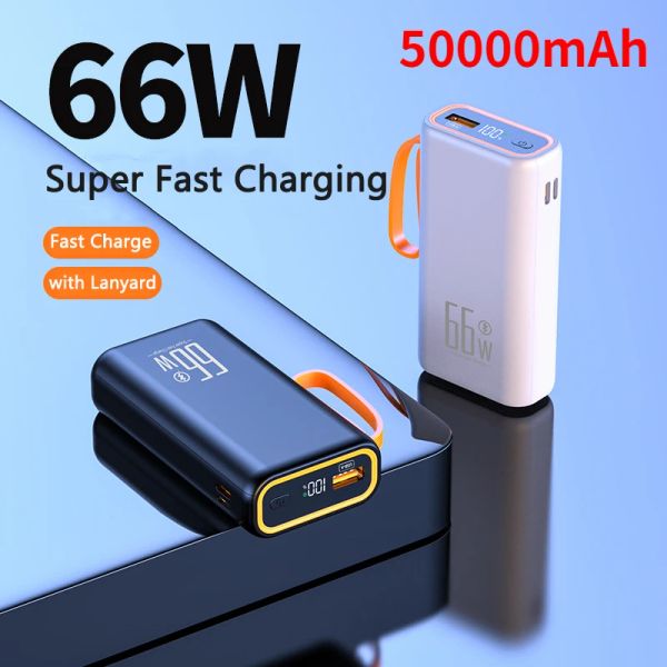 Chargers Power Bank 50000MAH ESTERNA CAPASIONE DELLA TATTERA GRANDE PD 22,5 W Caricatore portatile di ricarica rapida PowerBank per iPhone Xiaomi Huawei