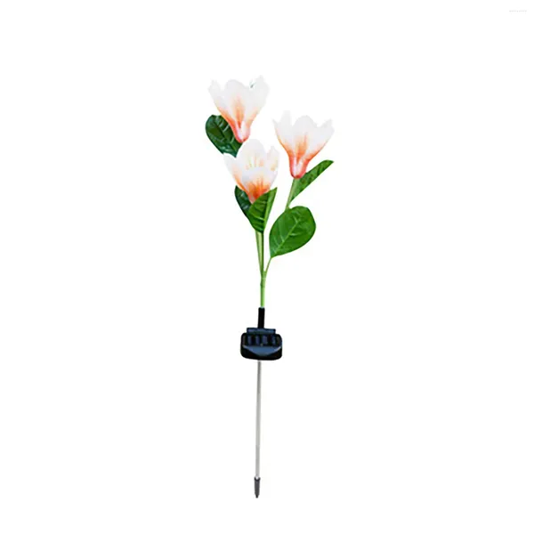 Simulazione di fiori decorativi terreni leggeri giardino all'aperto plug-in fiore a led decorazioni per la casa solare rose bianche false