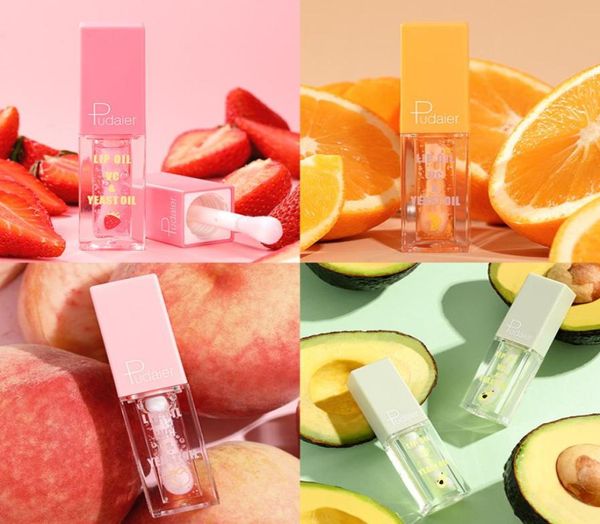 Pudaier Strawberry Peach hidratante brilho labial de brilho nutritivo Lipstick líquido transparente Óleo Lipgloss9557956