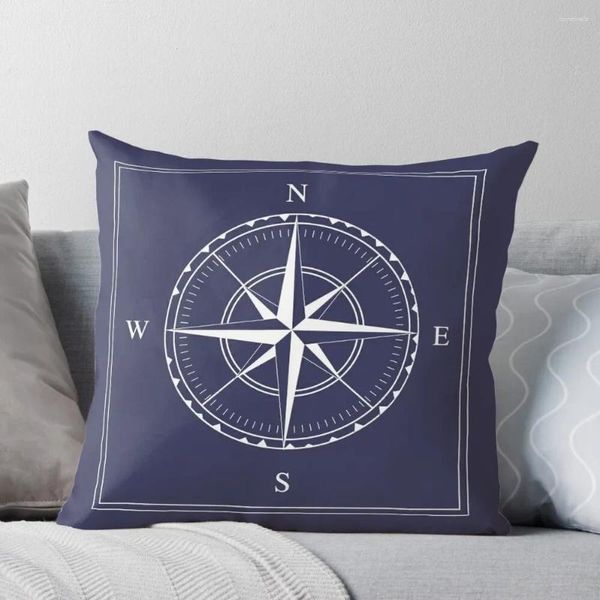 Kissen Marine Blau und Weiß nautische Schiffe Kompass Rosenwurfsabdeckung